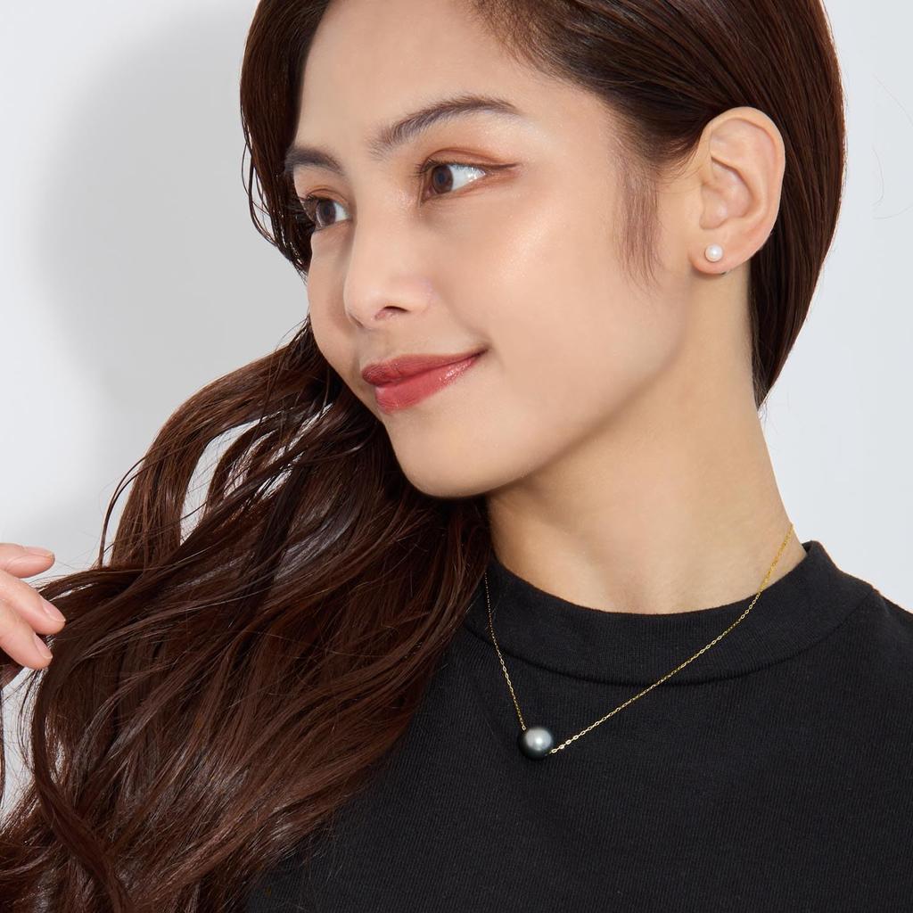 Lala Christie Black Pearl 12mm with Certificate of 18K Gold Women's Necklace, (18K Gold), Authenticity, (lp107-0001-yg)