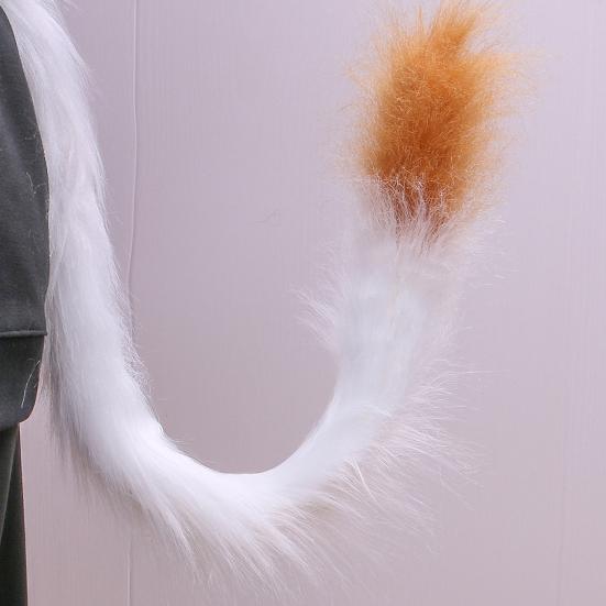 Cosplay Fake Cat Tail Soft Fuzzy Plush Contrast Color with Metal Pin Fixed Performance Club Dance Paty Costumes Prop Artificial Tail
