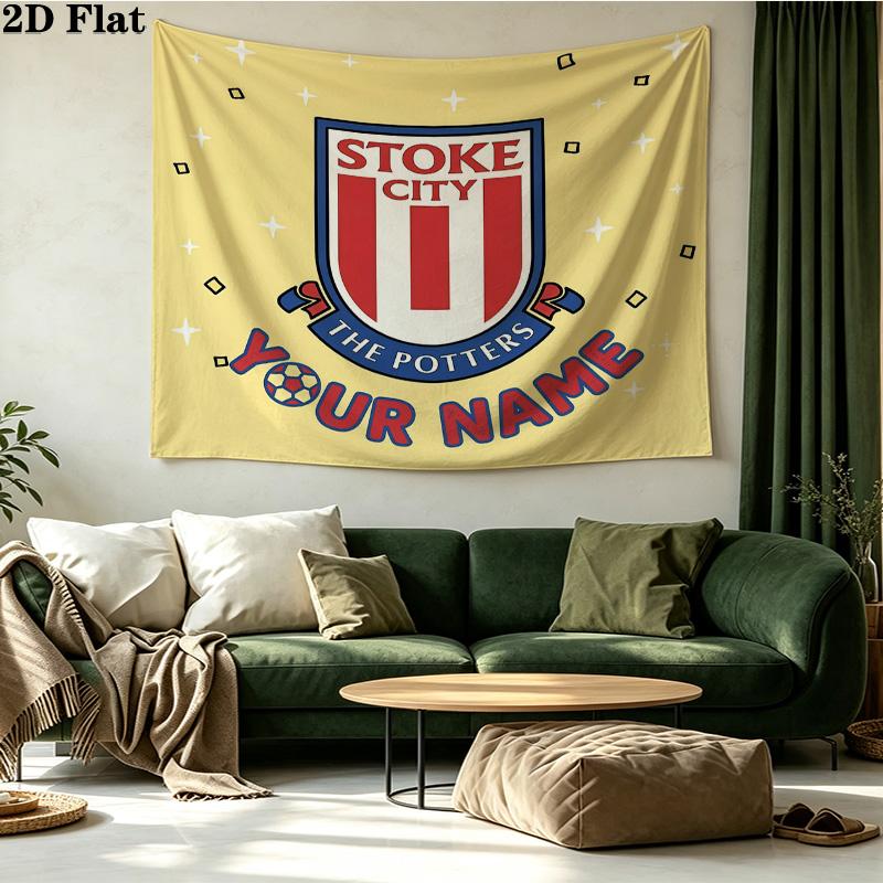 Custom Name Stoke City Printed Tapestry – Wall Hanging for Bedrooms, Dorms, and Home Decor