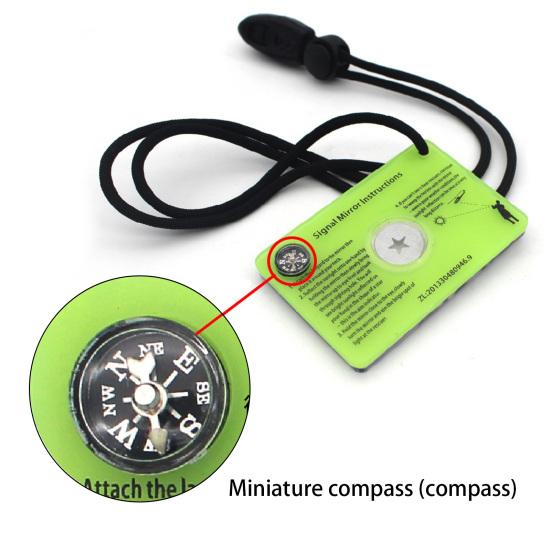 Multifunctional Signal Mirror with Compass Whistle Lanyard Good Reflection Effect Acrylic Emergency Rescue Survival Mirror SOS First Aid Accessories