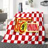 Union Football Emblem Flannel Blanket, Soft Polyester, Modern Design, All-Season for Camping, Travel, Gifts for holidays or birthdays
