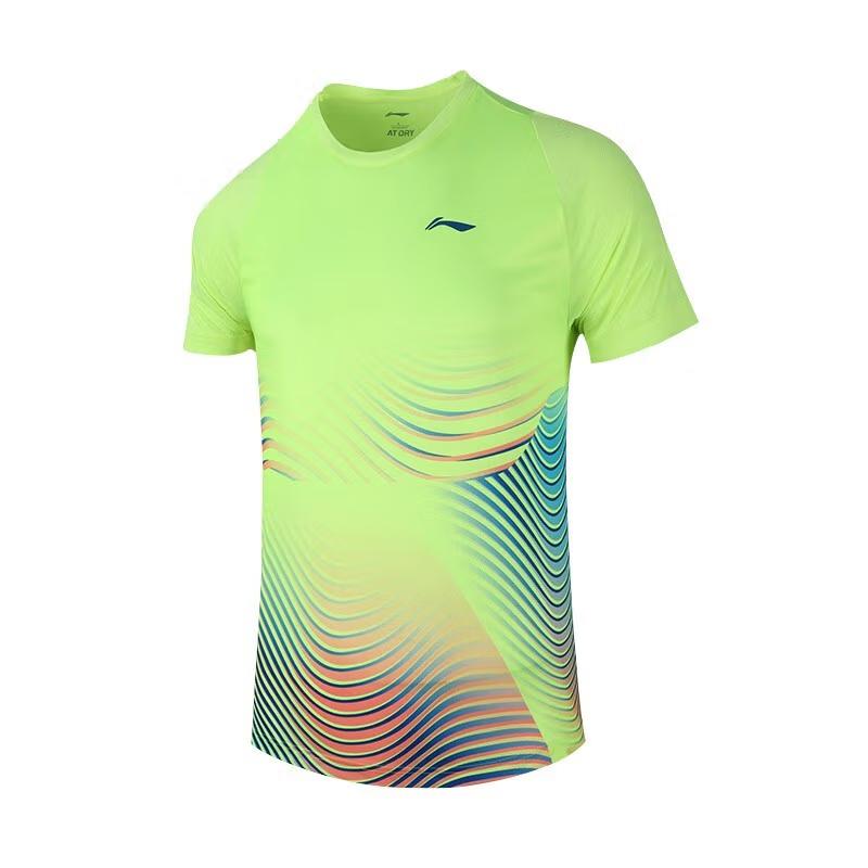 Коллекция Li Ning для бадминтона Бадминтонная футболка Унисекс Флуоресцентный желто-зеленый AAYS059-1