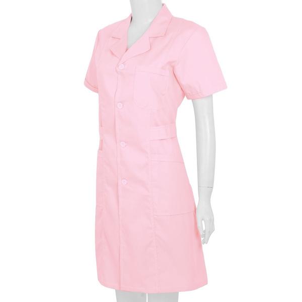 Женское и взрослое однотонное платье-рубашка с короткими рукавами, платье-рубашка для медсестры в больнице, униформа, платье