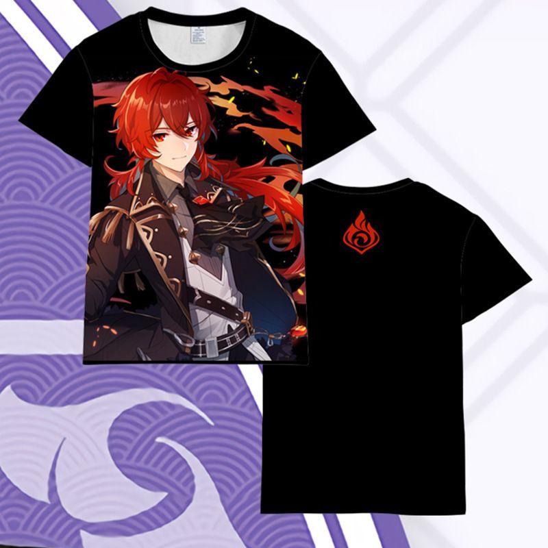 Новая красивая короткая футболка с изображением игры Genshin Impact, 3D цифровая печать, популярная