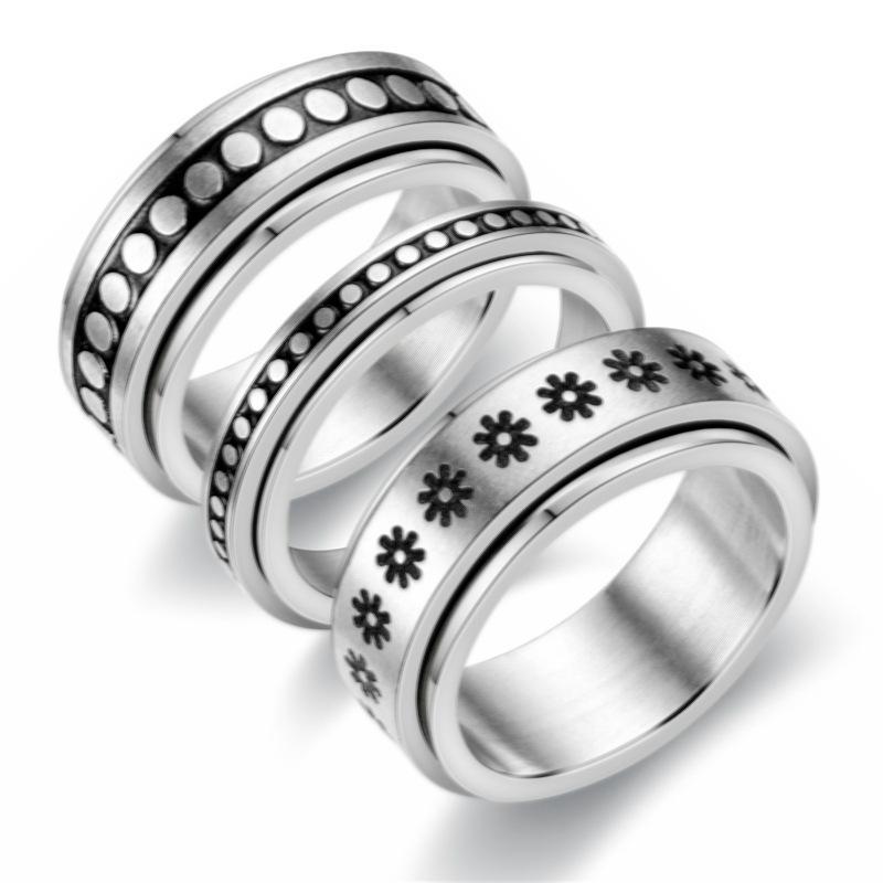 Кольцо от беспокойства Figet Spinner Rings для женщин и мужчин из нержавеющей стали, вращающееся свободное вращение, антистрессовые аксессуары, ювелирные изделия, подарки