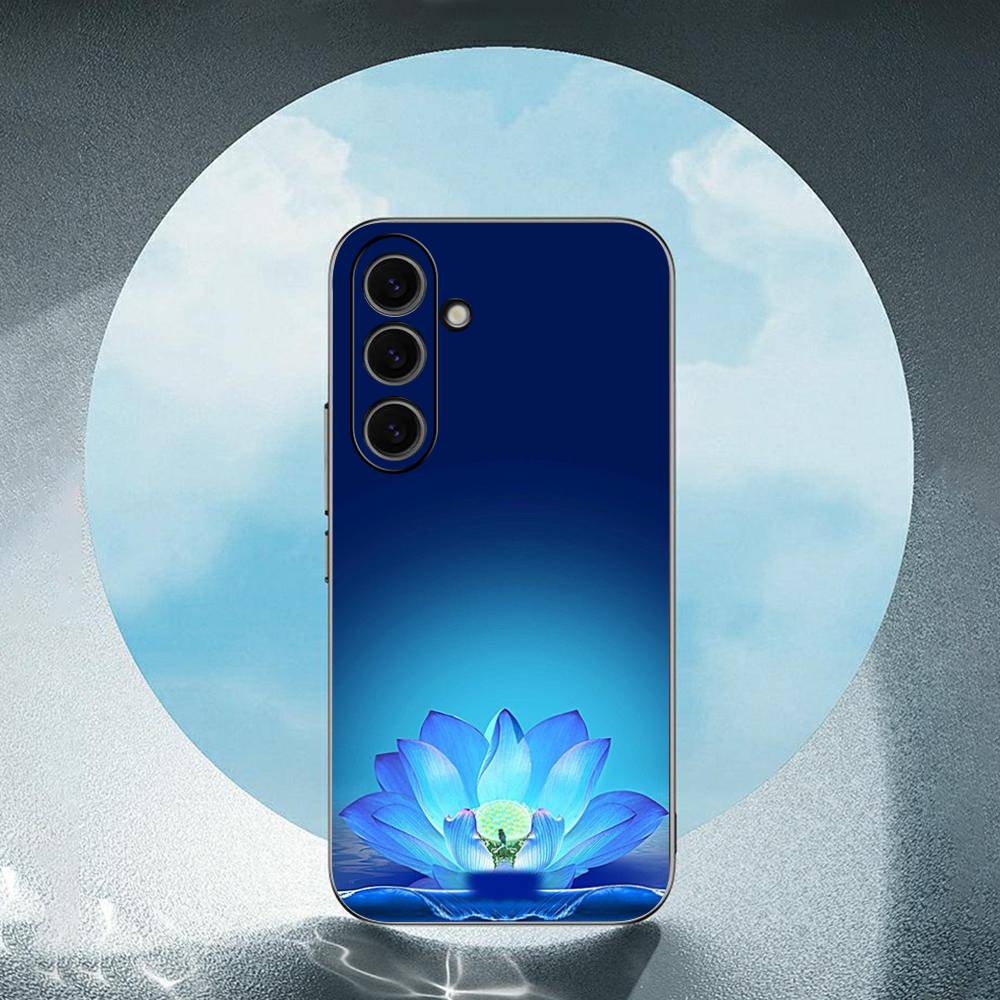 Цветы лотоса для Samsung Galaxy S25 S24 S23 Ultra S22 S21 Plus S20 Черный Мягкий Силиконовый Защитный Чехол