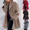 Women Autumn Winter Shawl Collar Buttons Warm Hooded Jacket Long Coat Outerwear