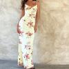 Floral Print Strap Midi Dress for Women Bodycon Sexy Party Clothes Summer Long Dress Y2K Clothes Evening Holiday