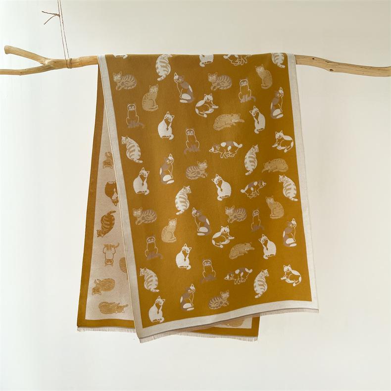 2024 Autumn/Winter New Imitation Cashmere Exterior Warm Office Versatile Extended Thick Scarf Air Conditioning Room Shawl for Women