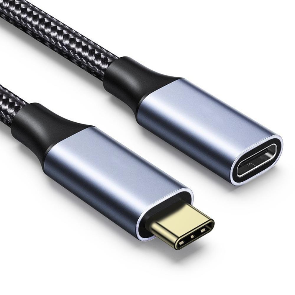 Male To Female Type-C Extension Cable USB C 3.1 4K 60Hz Type-C Extension Date Line Braided Shell PD 100W Video Extension Cable