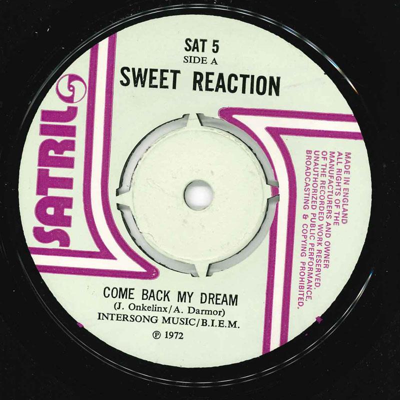 7-дюймовая пластинка SWEET REACTION Come Back My Dream Call Me Maria SAT5 Satril 1972 UK Pop Б/у