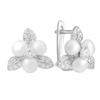 Silver Earrings with Natural Pearls, Cubic Zirconia (2160267)