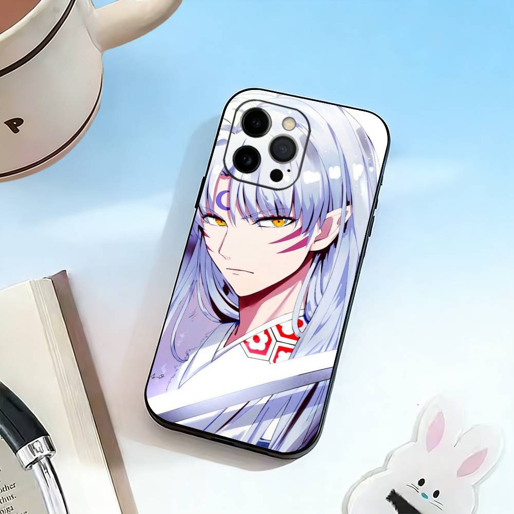 S-Sesshomaru Inuyasha Anime Phone Case For iPhone 17,16,15,14,13,12,11 Plus,Pro Max,XS,Soft Silicone Black Cover