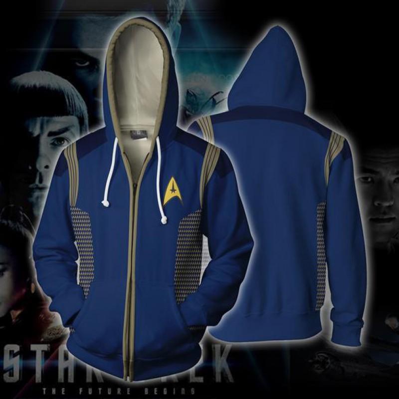 Star Trek 3D Printed Zipper Hoodie Men - Casual Long Sleeve Pullover With Graphic Loose Fit Wear
