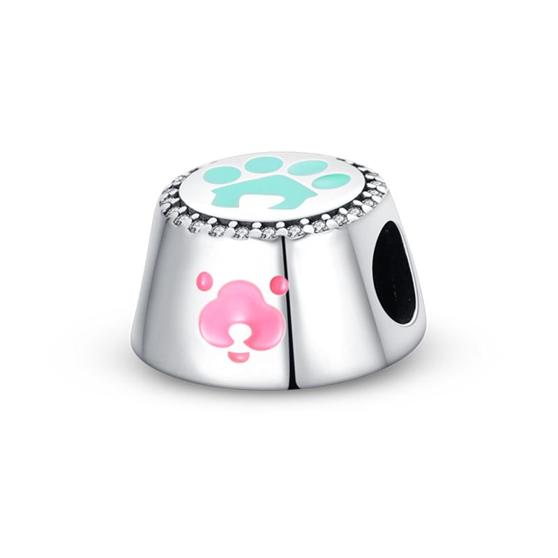 925 Серебряный цвет Кот Медведь Слон Кролик Милые розовые животные Подвески Бусины Подходит 925 Оригинальные Браслеты Изящные DIY Ювелирные Изделия Подарки