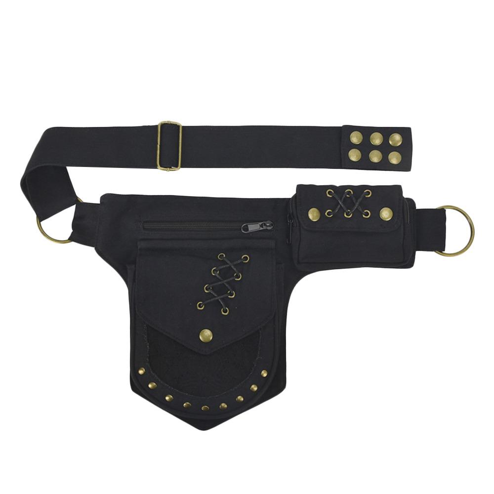 Fashion Cotton Belt Waist Packs Adjustable Strap Multi-functional Phone Pouch Vintage Travel Crossbody Bag Outdoor