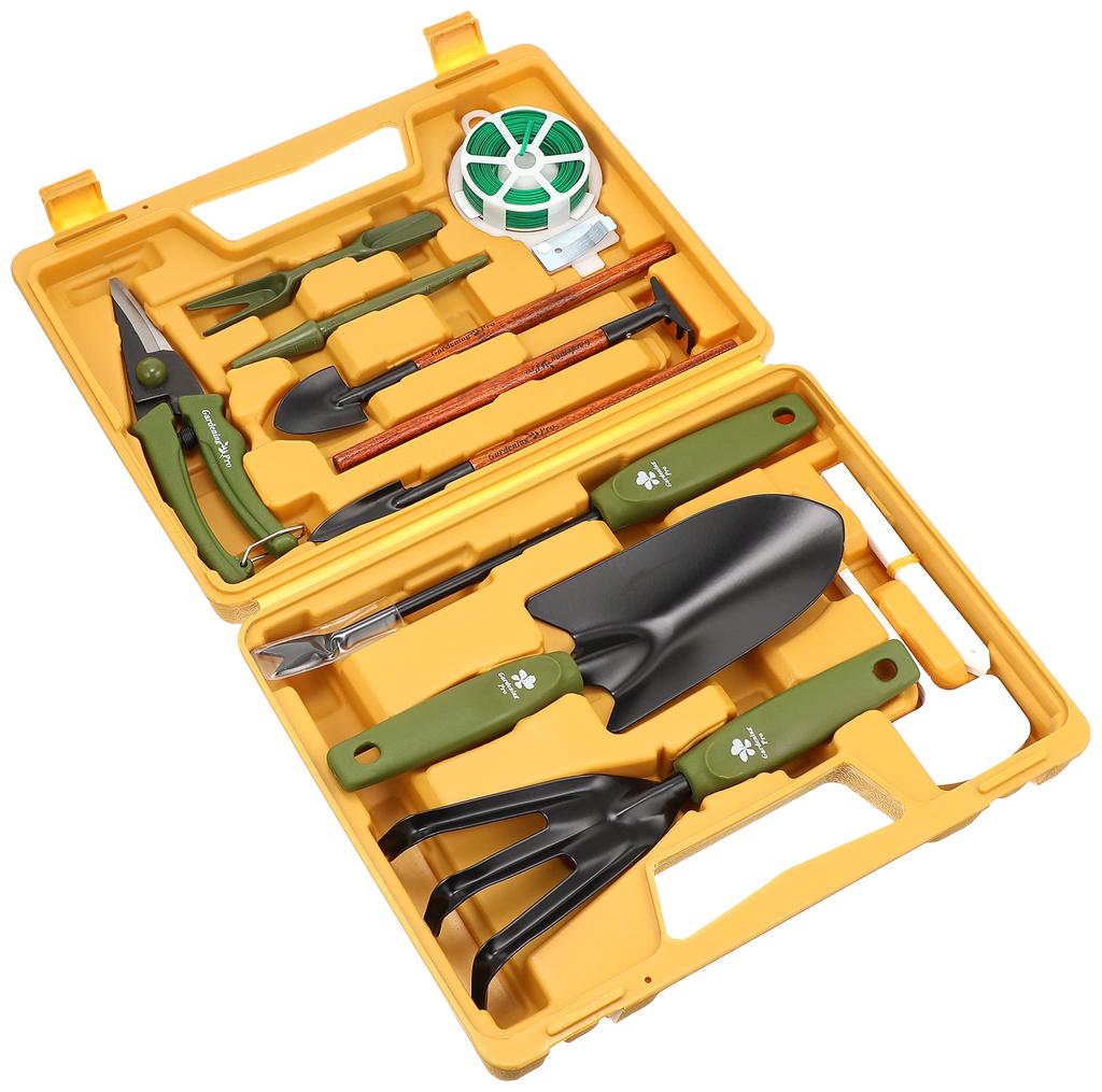 KAKURI Garden Tool Set 12-Piece with Storage Case Japanese Gardening Kit for Flowers, Plants & Pruning GTS-500 Compact 318×252×67mm