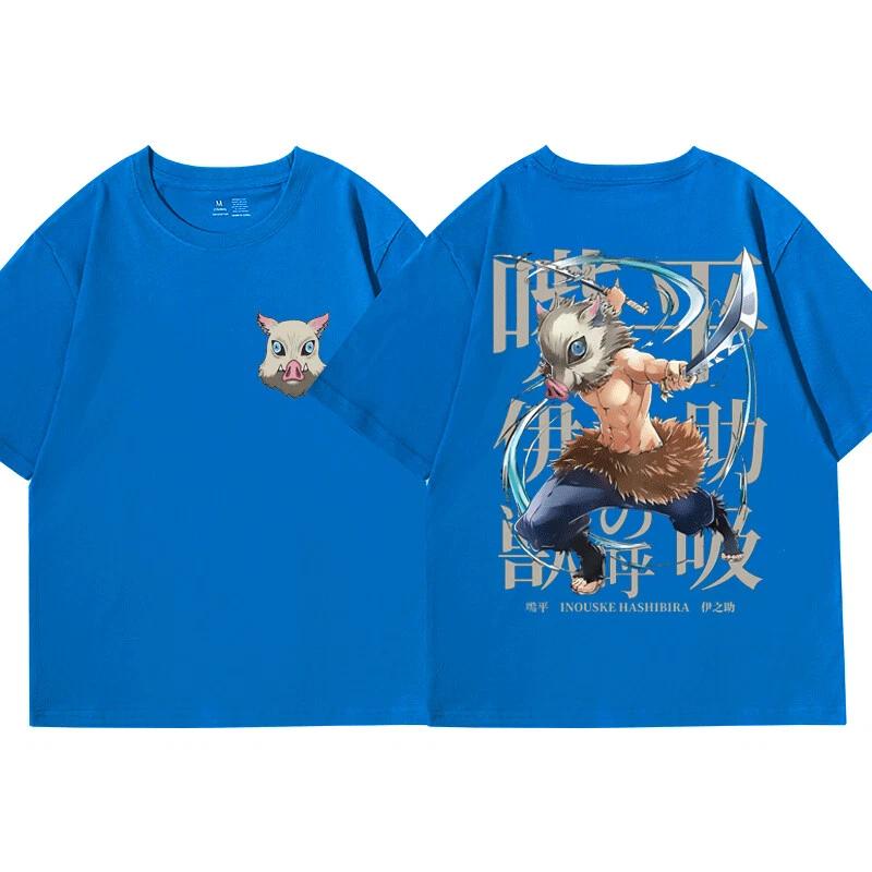 Demon Killer Inosuke COTTON T-shirt Nezuko Anime Unisex Summer New Men and Women Streetwear