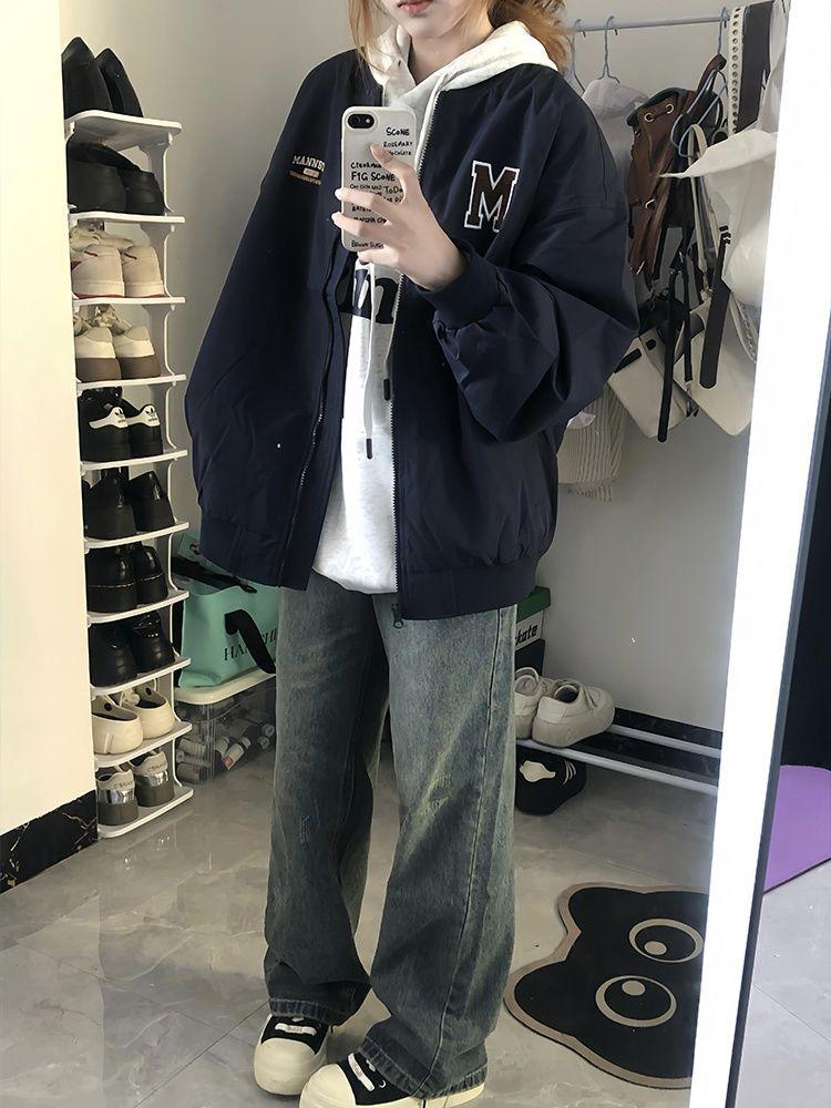 Retro Loose Couple Baseball Jacket: Plus Velvet, Versatile College Style, for Cooler Seasons