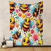 "Colorful Bees and Flowers Tapestry" Patterned Tapestry Decorative Wall Hanging, Home Bedroom Living Room Decor