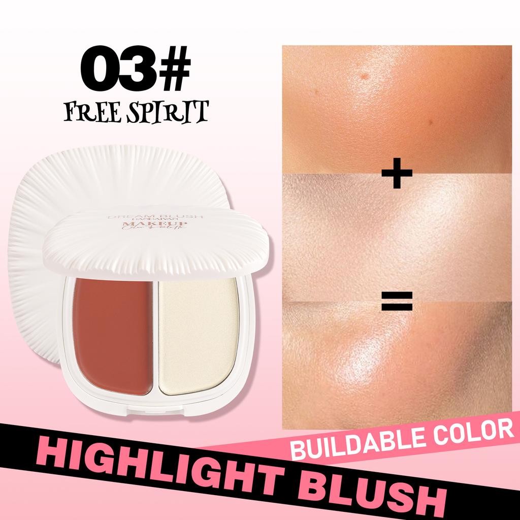 Двухцветный румяна-хайлайтер, кремовый Pure Wind Makeup, осветляющий лицо, стойкие водостойкие матовые румяна