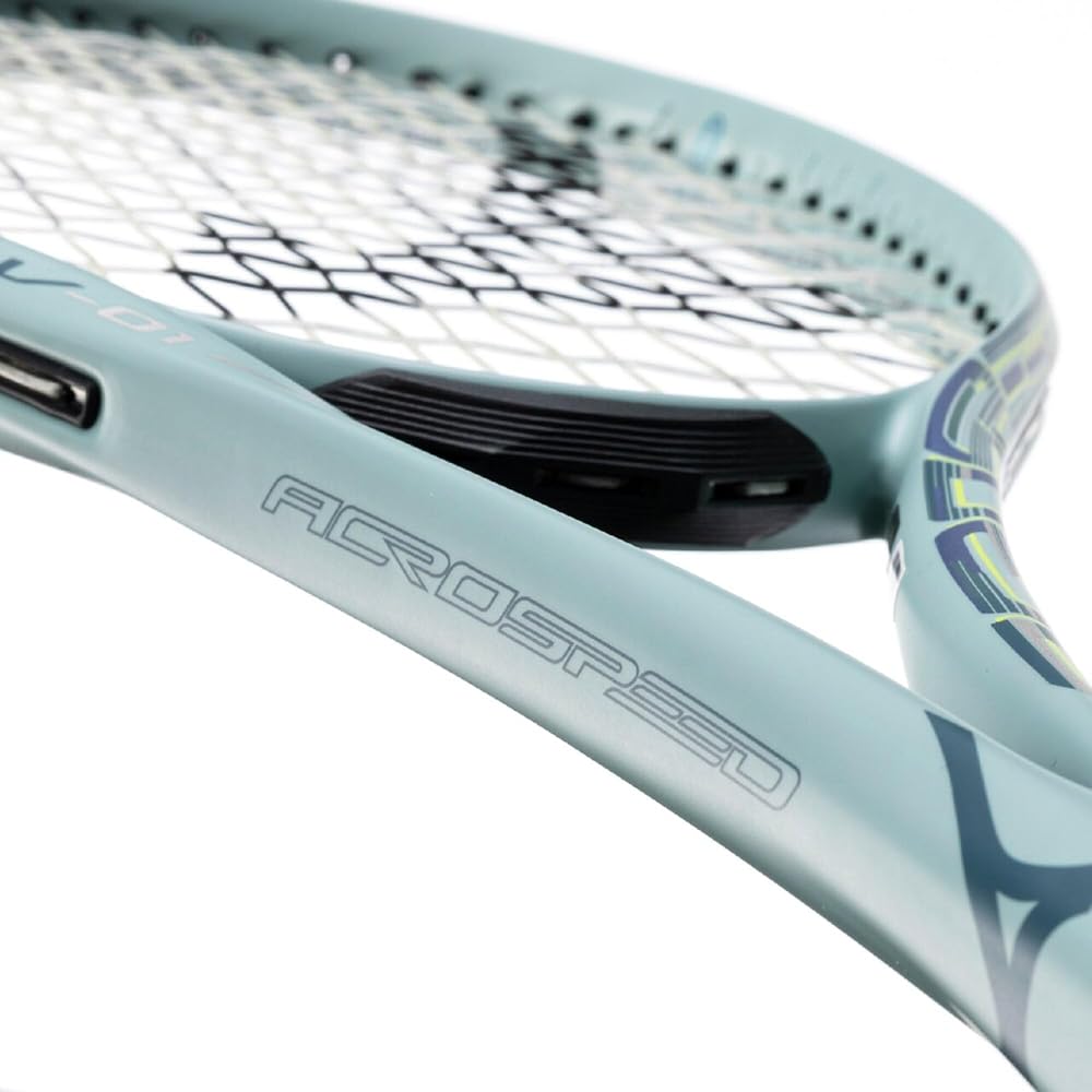Mizuno Acrosspeed V-01 Unisex Soft Tennis Racket Frame Only with Portable Case Ash Green Yellow 63JTN6A3 Size 0