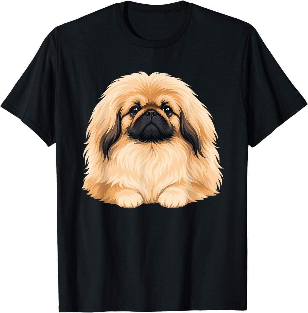 Pekingese Dog Illustrated Portrait T-Shirt