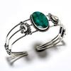 Emerald(Simulated) Gemstone 925 Silver Plated Handmade Jewelry Cuff Bangle