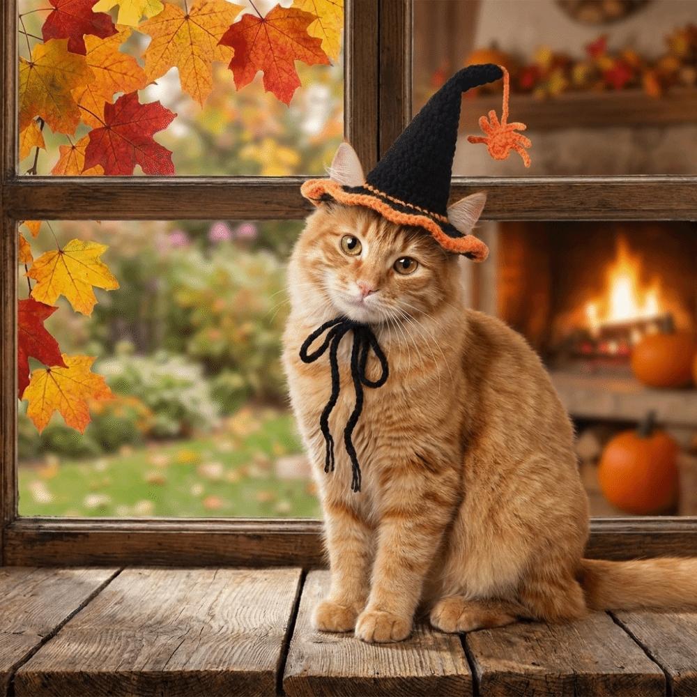 Adjustable Pet Halloween Star Hats Soft Cat Witch Hat Halloween Dog Costume Costumes Party