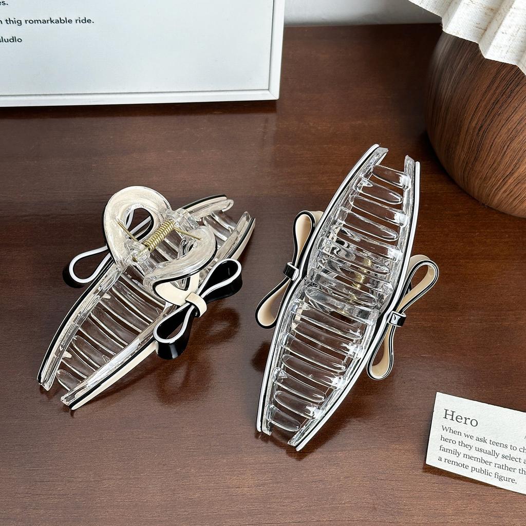 Новый Креативный Дизайн Геометрический Черно-Белый Цвет Бант Полый Зажим для Волос Ретро Ацетат Высокий Хвост Зажим-Акула