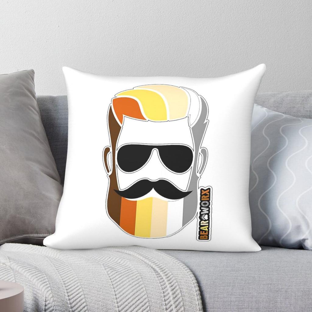Beard Pride LGBTQ Square Pillowcase Polyester Linen Velvet Pattern Zip Decor Sofa Seater Cushion Cover