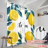 2pcs 2D Flat Printing Drapes Lemon Floral Illustration Yellow Polyester Fabric Without Electricity Festive Holiday Perfect for