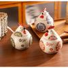 Cute Simple Little Chicken Seasoning Jar Creative Underglaze Painted Hand-painted Household Ceramic Container with Lid and Spoon