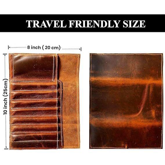 New Genuine Leather Pencil Roll Brush Case Pen Holder Organizer Brushes Ruler Stationary Pouch Gift for Students Artist Painter