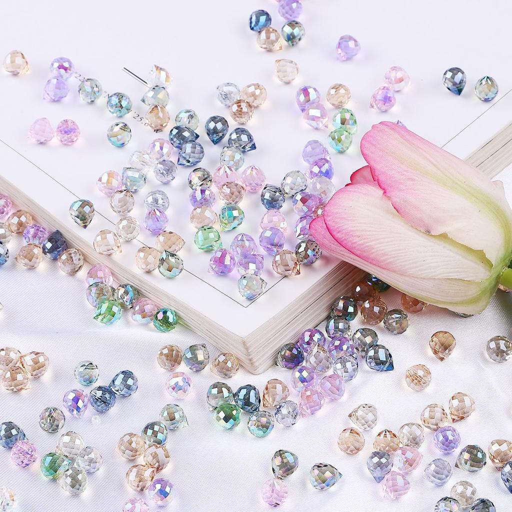 10 шт., хрустальные стеклянные бусины с каплями воды, граненые свободные бусины-разделители для самостоятельного изготовления ювелирных изделий, браслетов и ожерелий