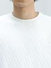 Beams Heart Men's Geometric Quilted Crew Neck Sweatshirt, White, Size L