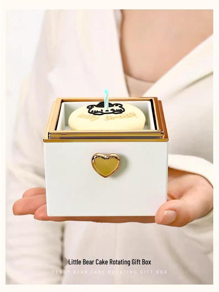 Романтическая вращающаяся шкатулка для кольца в виде маленького медвежонка - Идеальный подарок на день рождения для девушки или жены, Креативный сюрприз и признание