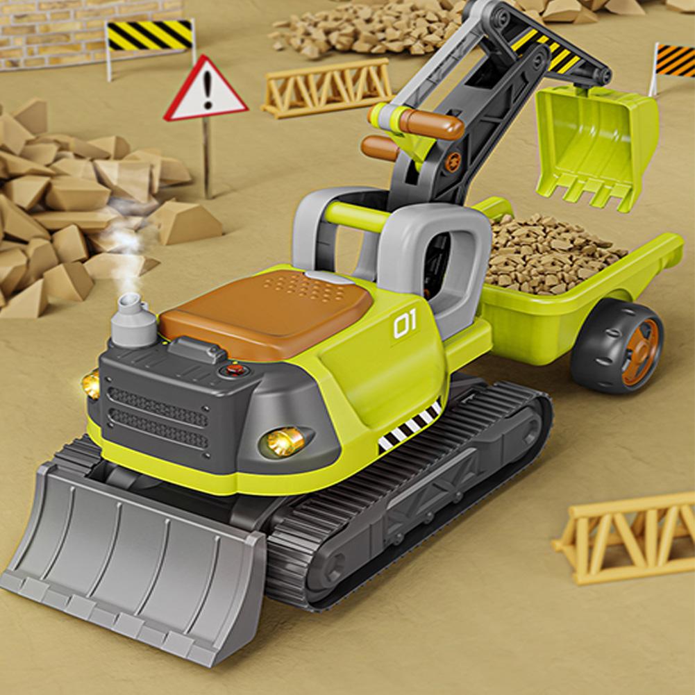 Игрушка Экскаватор Каталка С Отсеком Для Хранения Под Сиденьем Скользящая Инженерная Машина С Паром Съемная Тележка Для Детей