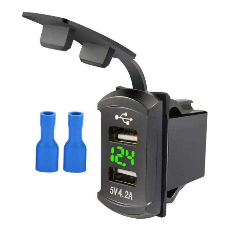 Автомобильное зарядное устройство с двумя USB-портами, адаптер для розетки 4,2 А, светодиодный цифровой вольтметр, водонепроницаемый, пылезащитный, для морской панели переключателей на лодке, автофургоне
