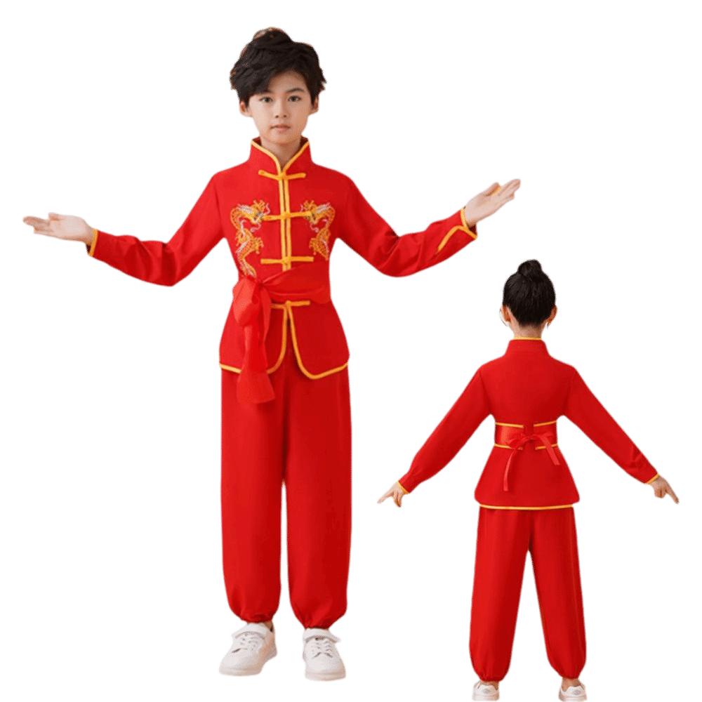 with Belt Wushu Costume Chinese Traditional Tai Chi Uniform Traditional Outfits Kids Boys Girls