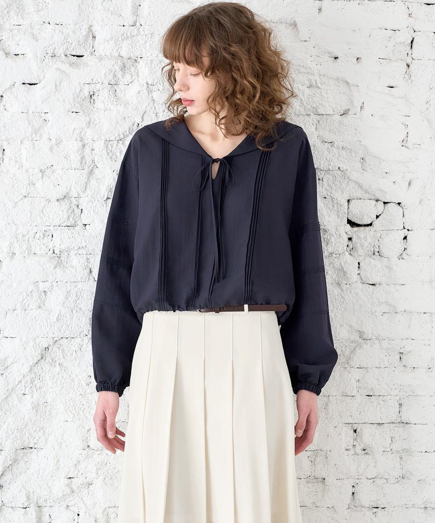 MITTE Sailor Pintuck Blouse_Navy