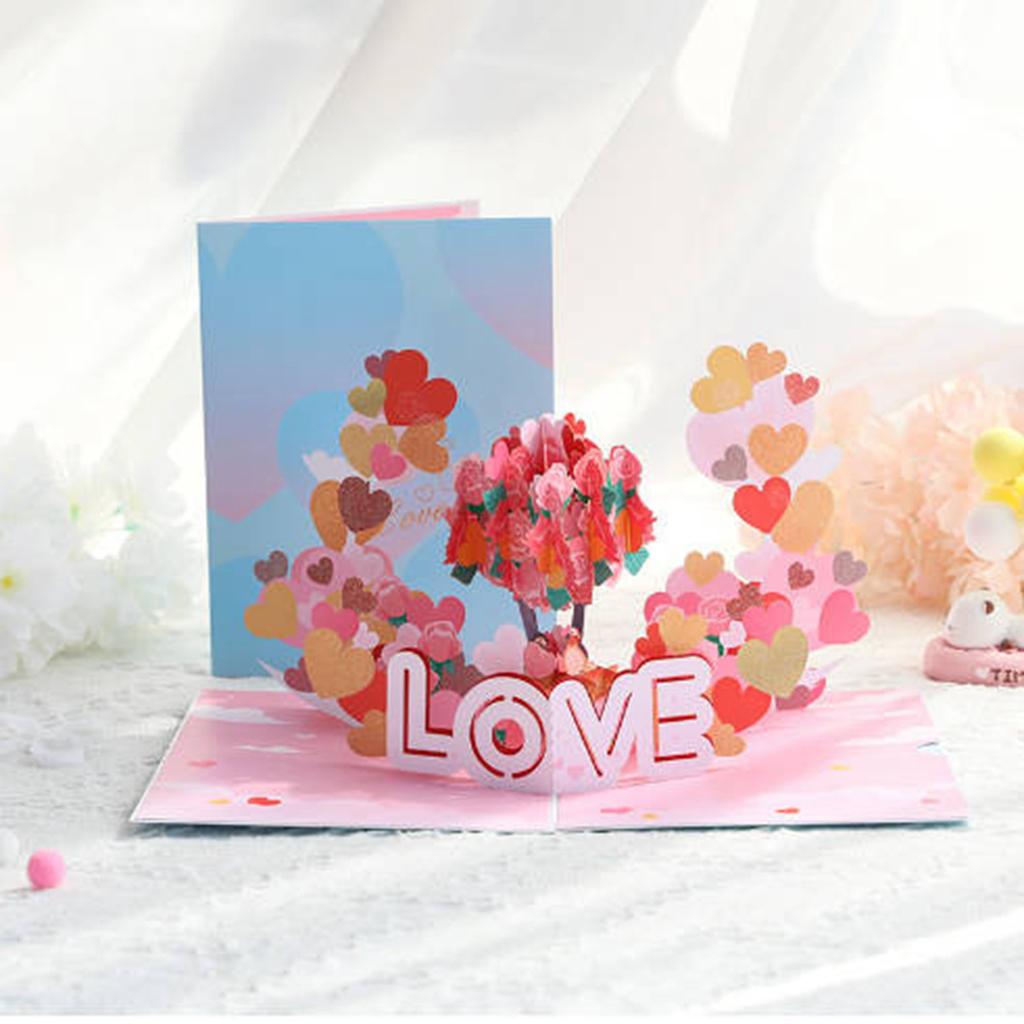 Поздравительная 3D-открытка Qixi Love Tree, открытка на День святого Валентина, подарок паре, креативное любовное послание ручной работы.