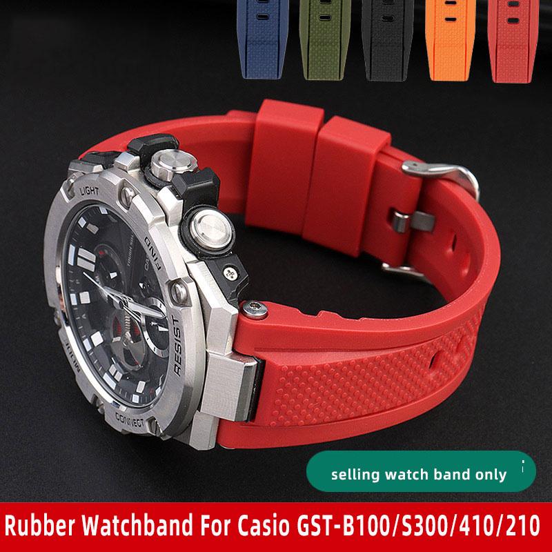 26*14мм Мягкий Резиновый Ремешок для Часов Замена для Casio G SHOCK GST-B100/S300/410/210/W110/W100/S110/S100 Силиконовый Ремешок Мужской Ремешок