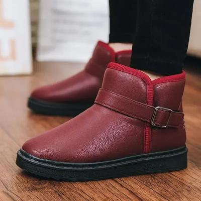 Модные туфли для женщин, элегантные, с низким каблуком, круглым носком, черные женские зимние сапоги, кожаные полусапожки, большие, красные, на скользящей подошве, нескользящие, 39 Y2k