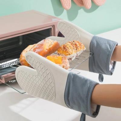 2 шт. утолщенные силиконовые перчатки для духовки, теплоизоляционные перчатки для приготовления пищи в микроволновой печи, нескользящие захваты, держатели для кастрюль, кухонный инструмент для выпечки