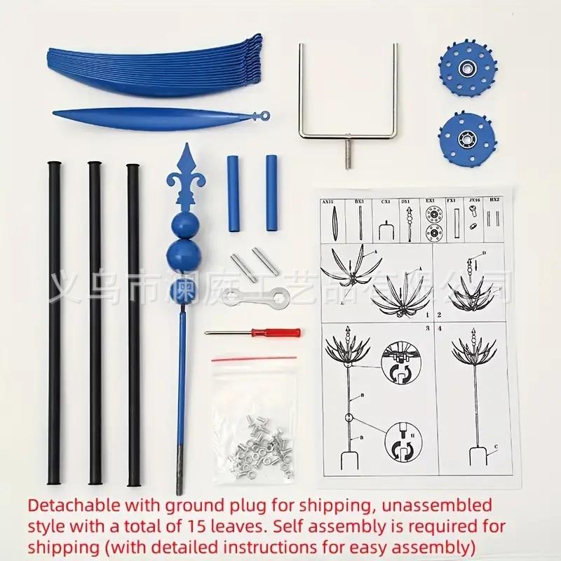 Металлический уличный кинетический ветряк-спиннер: Художественное кованое украшение для двора ручной работы