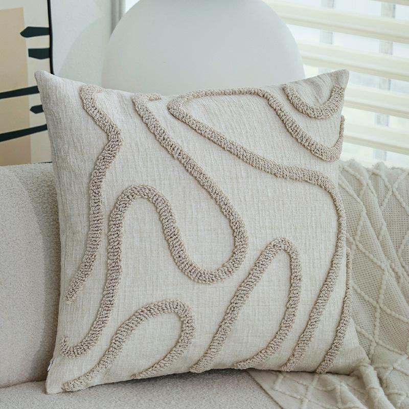 Подушка в кремовом стиле, Белая подушка с цветочным рисунком, Наволочка, Декоративная наволочка для дивана, Подушка-подушка для эркерного окна модельной комнаты с наполнителем