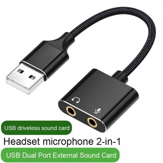 USB на 3,5 мм Аудиоадаптер Звуковая карта 2 в 1 Порты для наушников и микрофона Не требующий драйверов Кабель для преобразования аудио Офисное использование