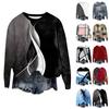 Women's Fashion Round Neck Pullover Top Long Sleeve Tee Printed Sweatshirt