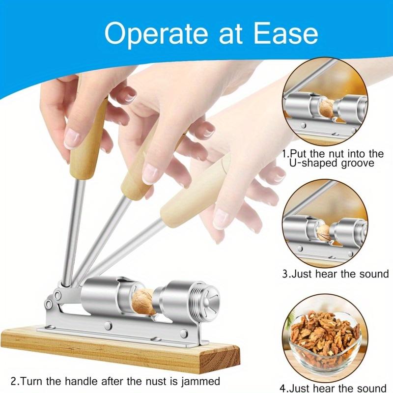1 шт. прочная форма для орехового печенья, регулируемый орехокол для фундука, миндаля, грецкого ореха, бразильского ореха, настольный орехокол с деревянной основой и ручкой